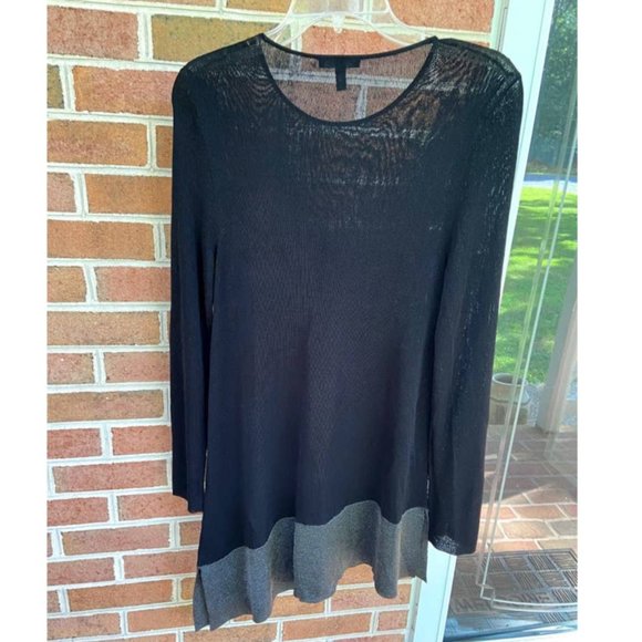 Eileen Fisher Asymmetrical tunic  Top black gray - Picture 3 of 9